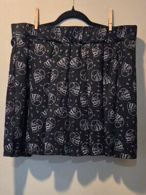 BodyRage Black Pleated Skull Print Mini Skirt